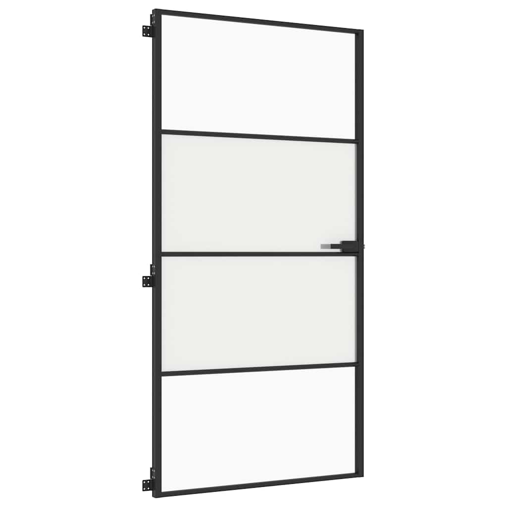 Interior Door Slim Black 102.5x201.5 cm Tempered Glass and Aluminium