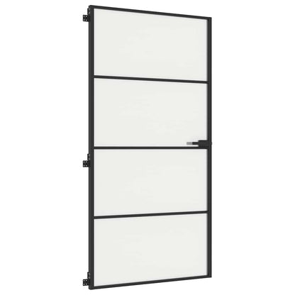 Interior Door Slim Black 102.5x201.5 cm Tempered Glass and Aluminium