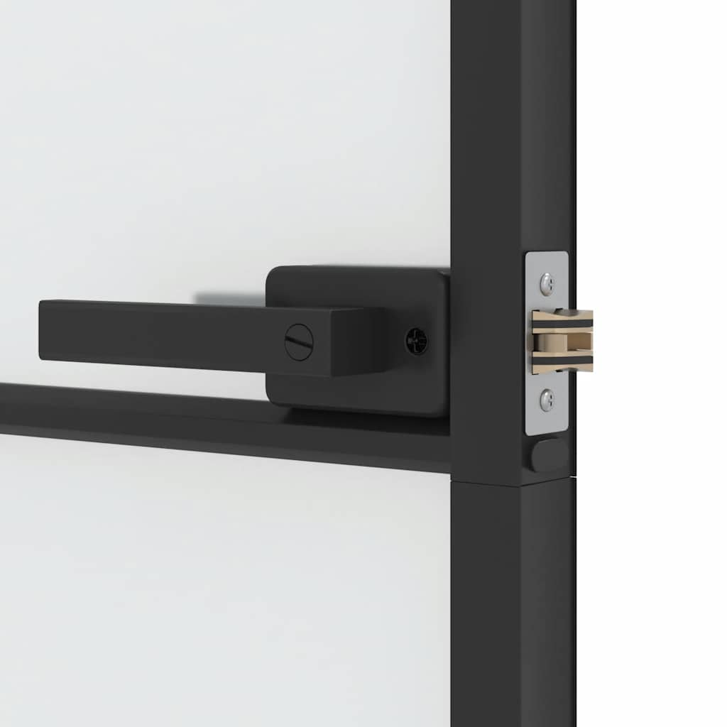 Interior Door Slim Black 76x201.5 cm Tempered Glass and Aluminium