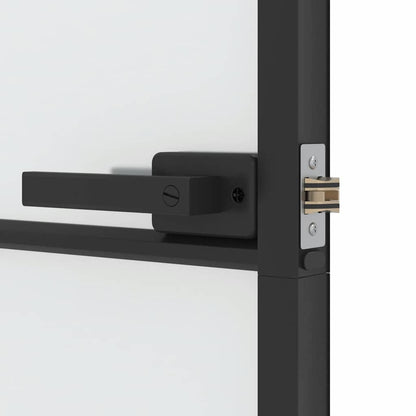 Interior Door Slim Black 76x201.5 cm Tempered Glass and Aluminium