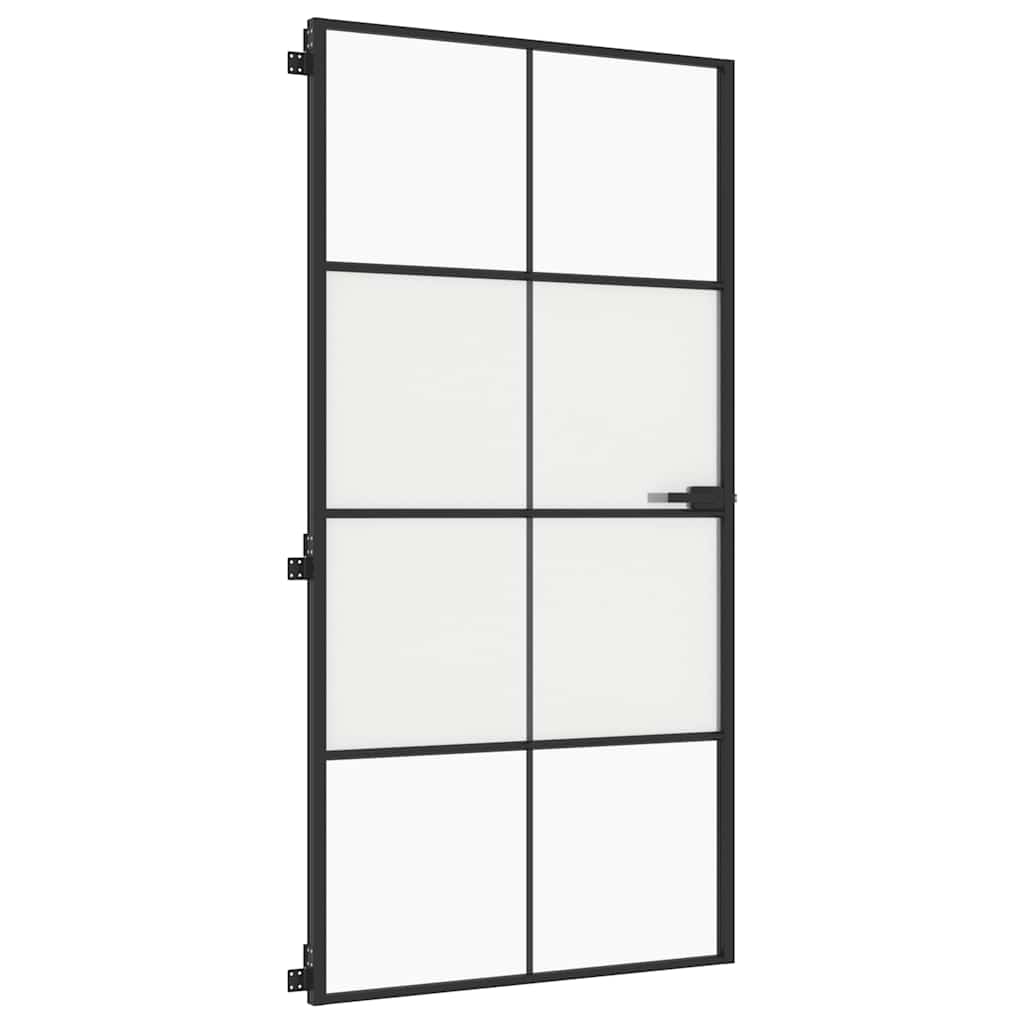 Interior Door Slim Black 102.5x201.5 cm Tempered Glass and Aluminium