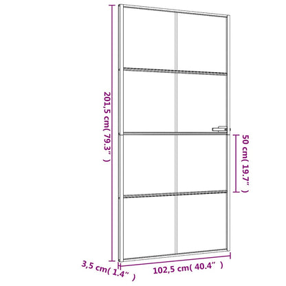 Interior Door Slim Black 102.5x201.5 cm Tempered Glass and Aluminium
