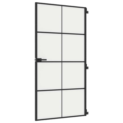 Interior Door Slim Black 102.5x201.5 cm Tempered Glass and Aluminium