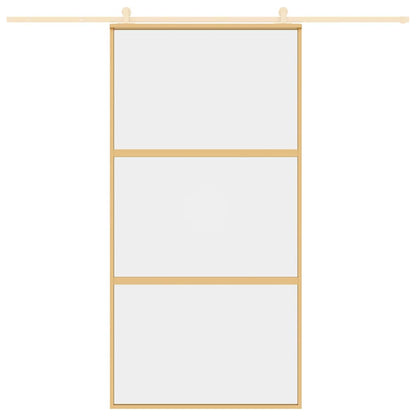 Sliding Door Gold 102,5x205 cm Clear ESG Glass and Aluminium