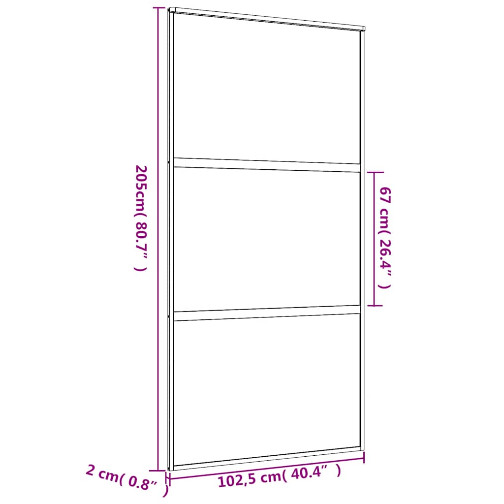 Sliding Door Gold 102,5x205 cm Clear ESG Glass and Aluminium