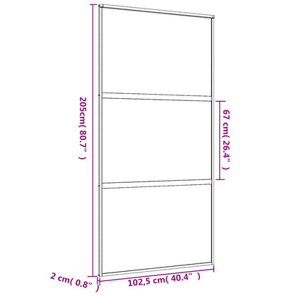 Sliding Door Gold 102,5x205 cm Clear ESG Glass and Aluminium