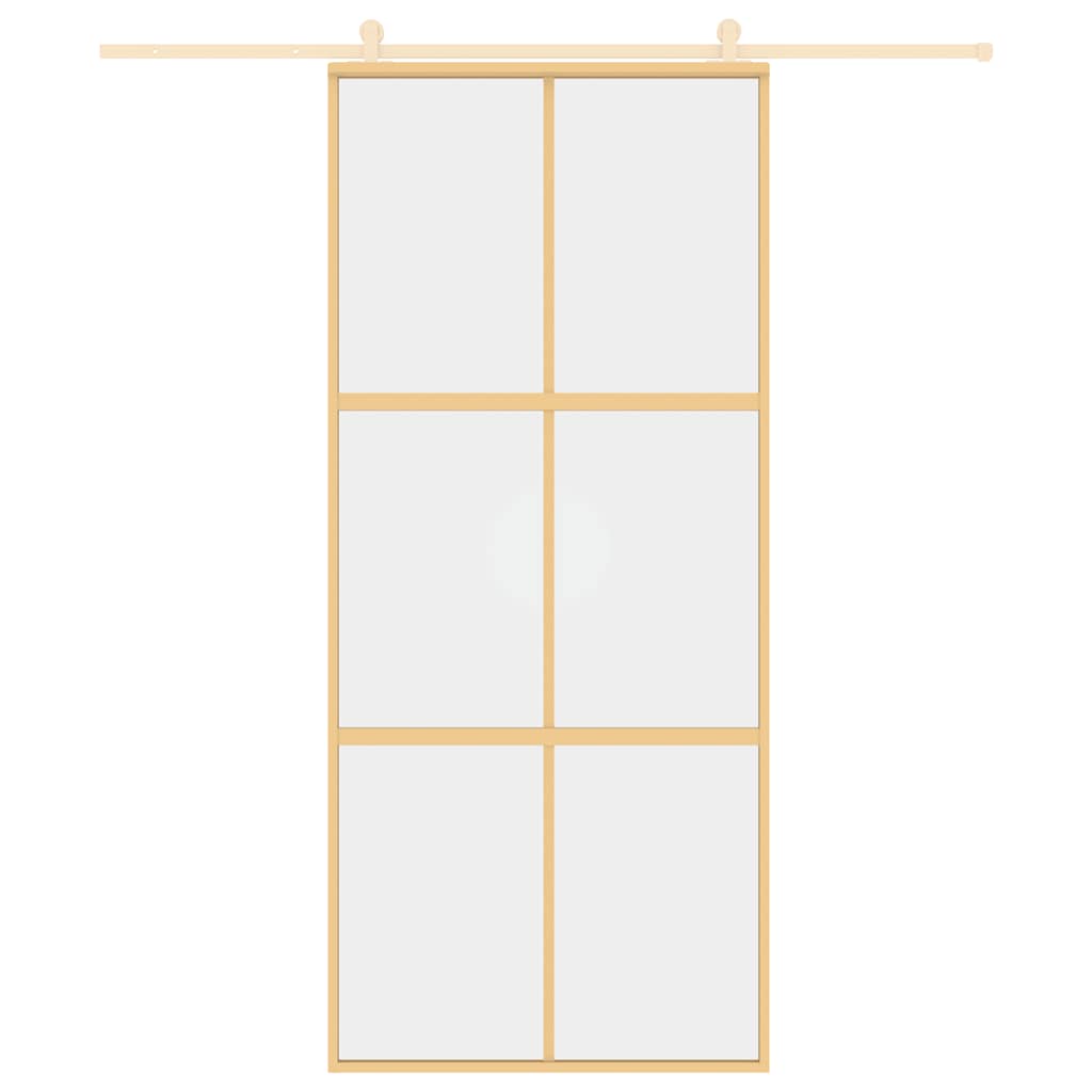 Sliding Door Gold 90x205 cm Clear ESG Glass and Aluminium