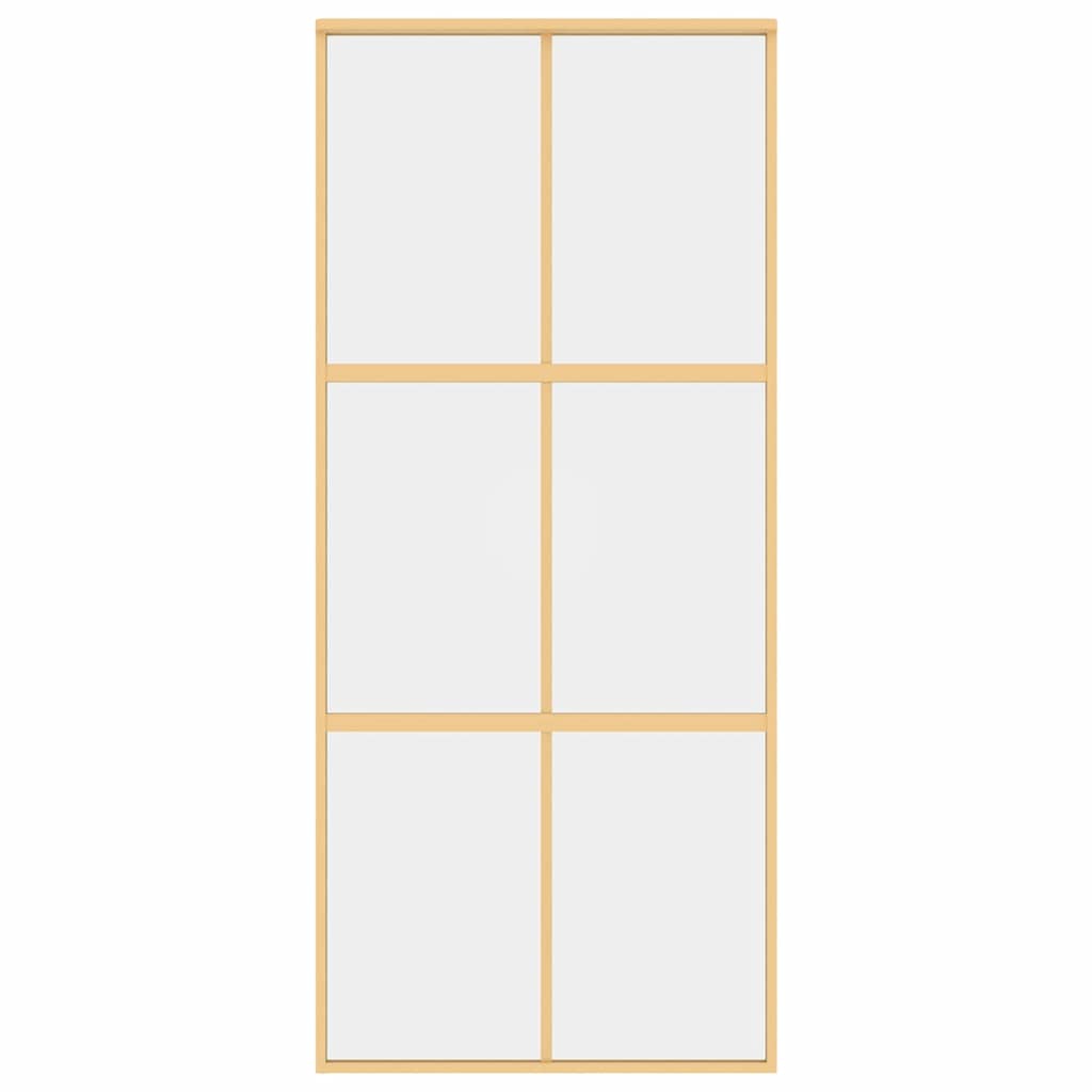Sliding Door Gold 90x205 cm Clear ESG Glass and Aluminium