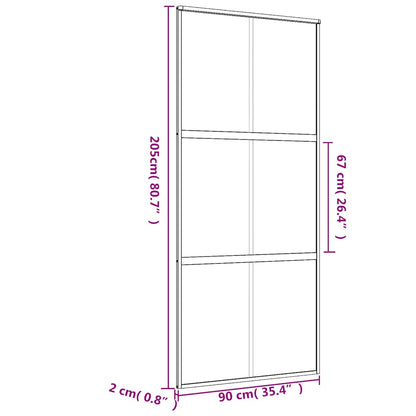 Sliding Door Gold 90x205 cm Clear ESG Glass and Aluminium
