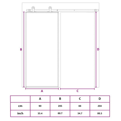 Sliding Door Gold 90x205 cm Clear ESG Glass and Aluminium