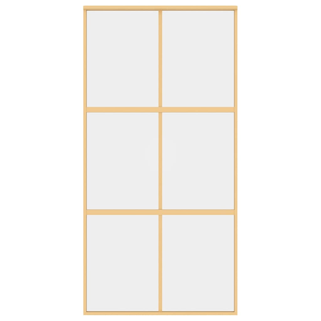 Sliding Door Gold 102.5x205 cm Clear ESG Glass and Aluminium