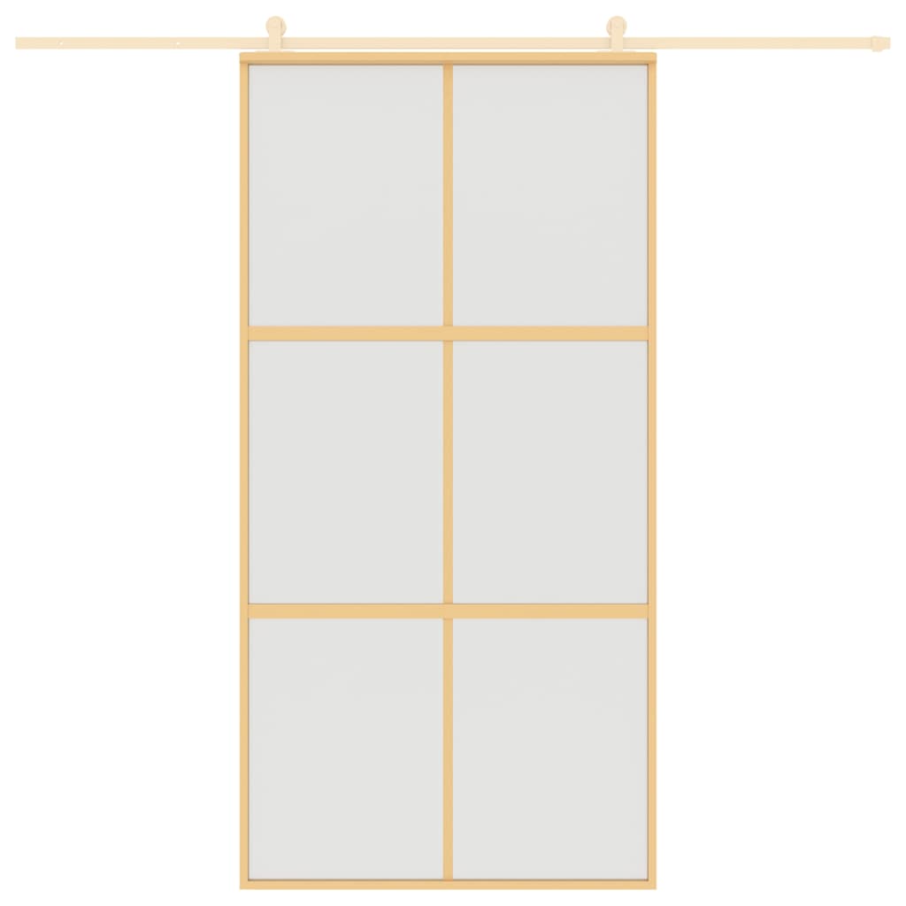 Sliding Door Gold 102.5x205 cm Frosted ESG Glass and Aluminium