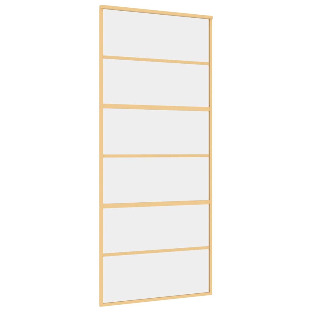 Sliding Door Gold 90x205 cm Clear ESG Glass and Aluminium