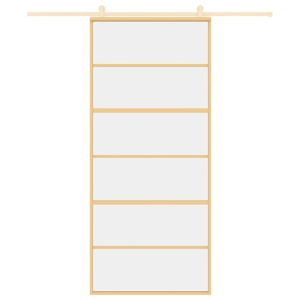 Sliding Door Gold 90x205 cm Clear ESG Glass and Aluminium