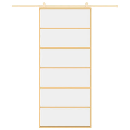 Sliding Door Gold 90x205 cm Clear ESG Glass and Aluminium
