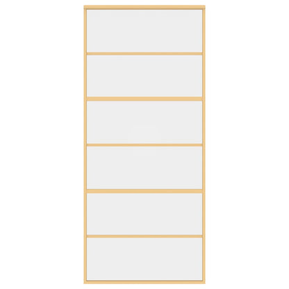 Sliding Door Gold 90x205 cm Clear ESG Glass and Aluminium