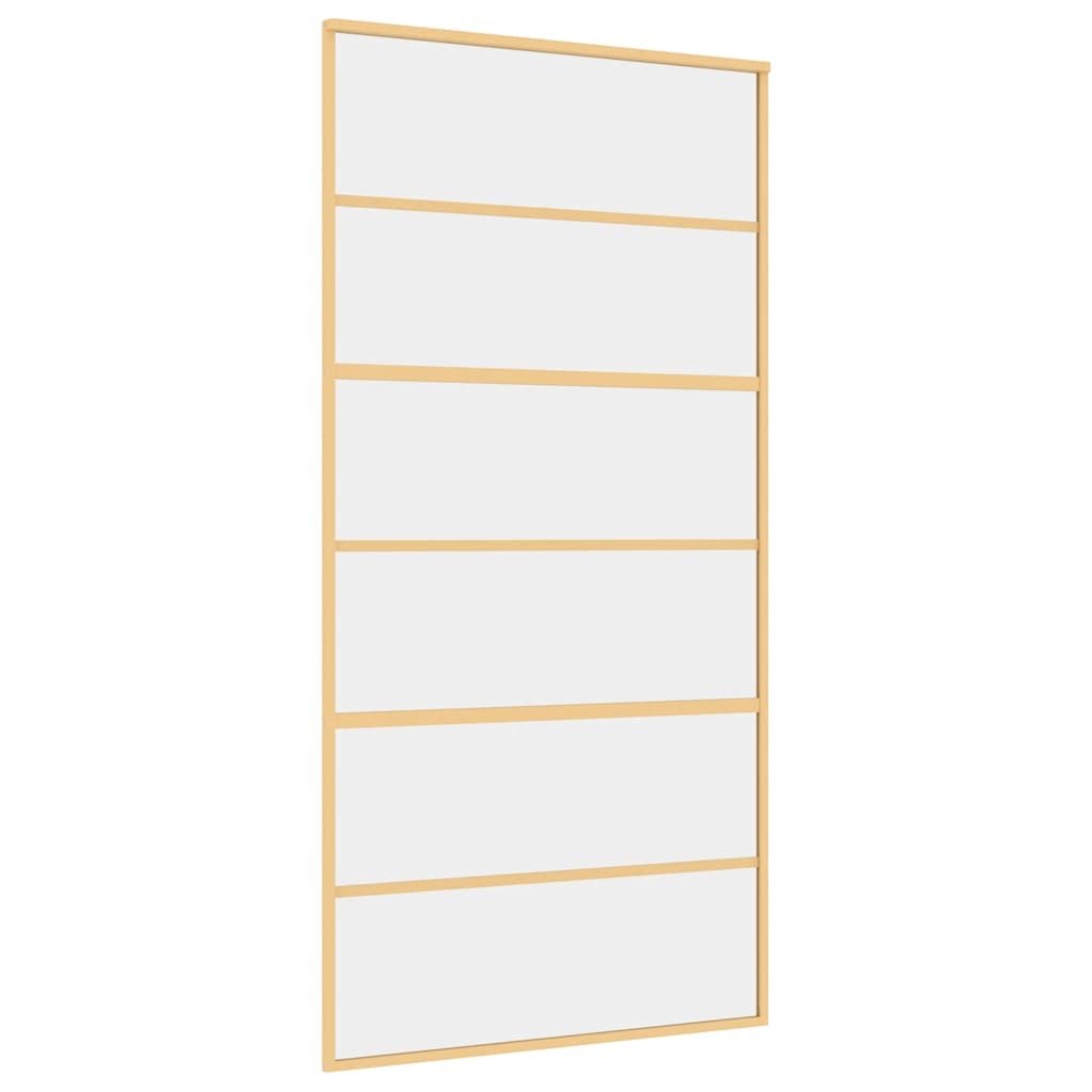 Sliding Door Gold 102.5x205 cm Clear ESG Glass and Aluminium
