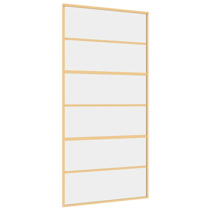 Sliding Door Gold 102.5x205 cm Clear ESG Glass and Aluminium