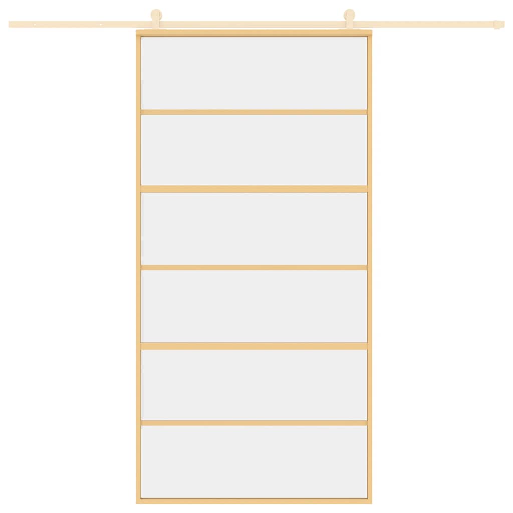 Sliding Door Gold 102.5x205 cm Clear ESG Glass and Aluminium