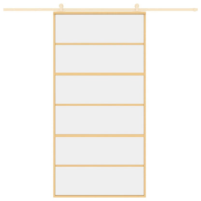 Sliding Door Gold 102.5x205 cm Clear ESG Glass and Aluminium