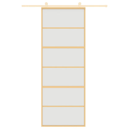 Sliding Door Gold 76x205 cm Frosted ESG Glass and Aluminium