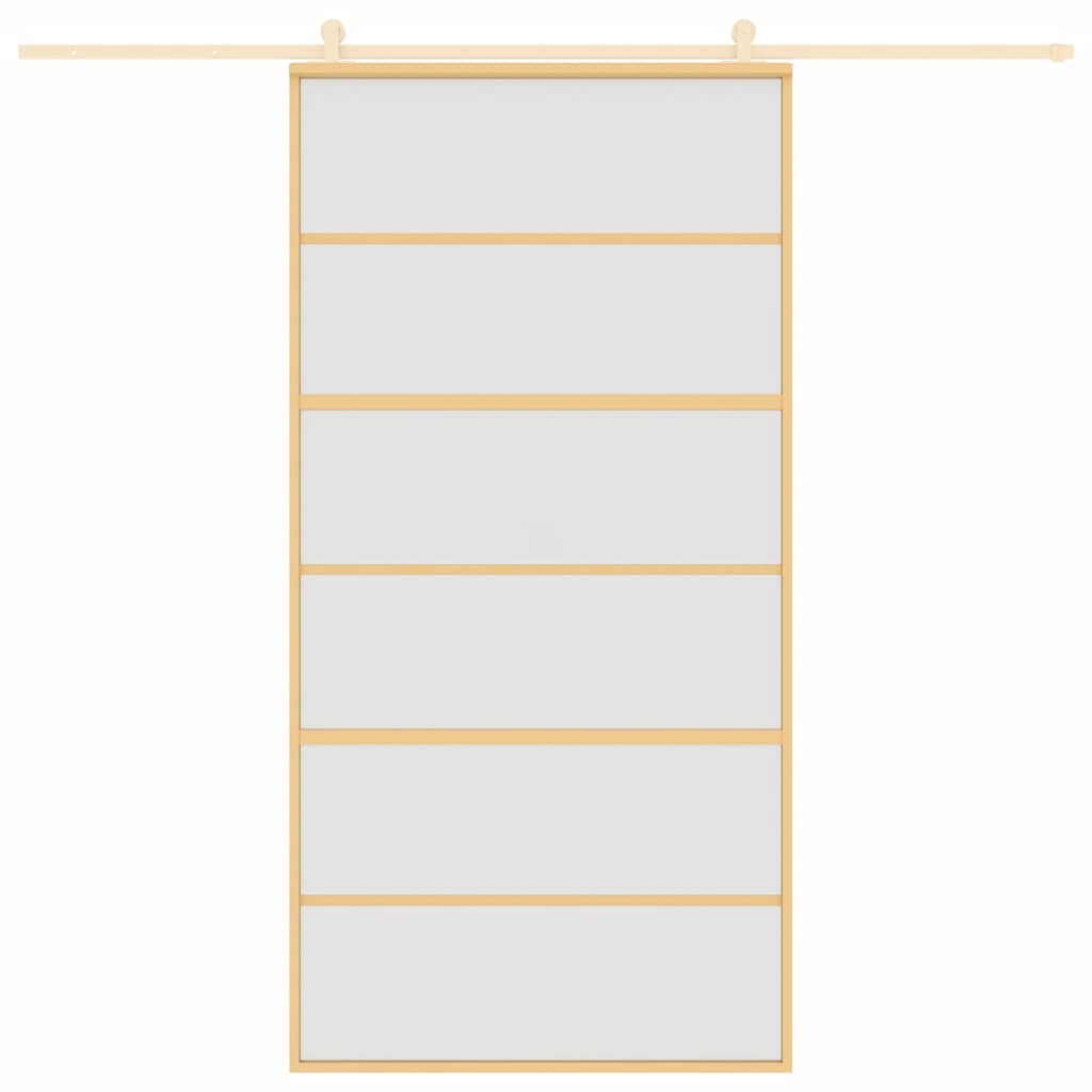 Sliding Door Gold 102.5x205 cm Frosted ESG Glass and Aluminium