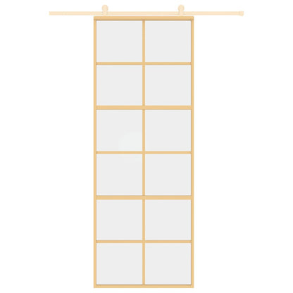 Sliding Door Gold 76x205 cm Clear ESG Glass and Aluminium