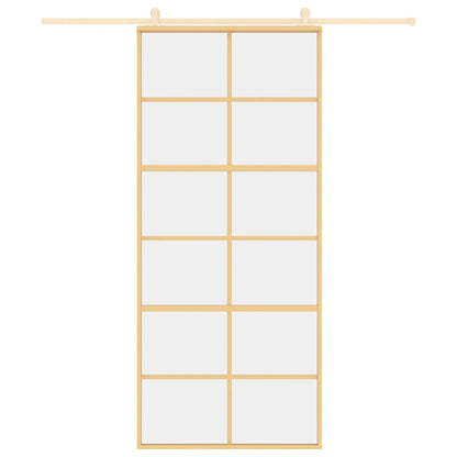 Sliding Door Gold 90x205 cm Clear ESG Glass and Aluminium