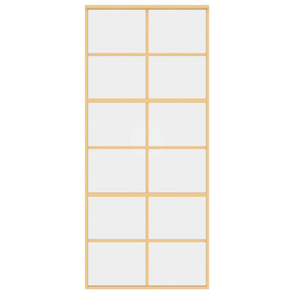 Sliding Door Gold 90x205 cm Clear ESG Glass and Aluminium