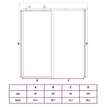 Sliding Door Gold 90x205 cm Clear ESG Glass and Aluminium