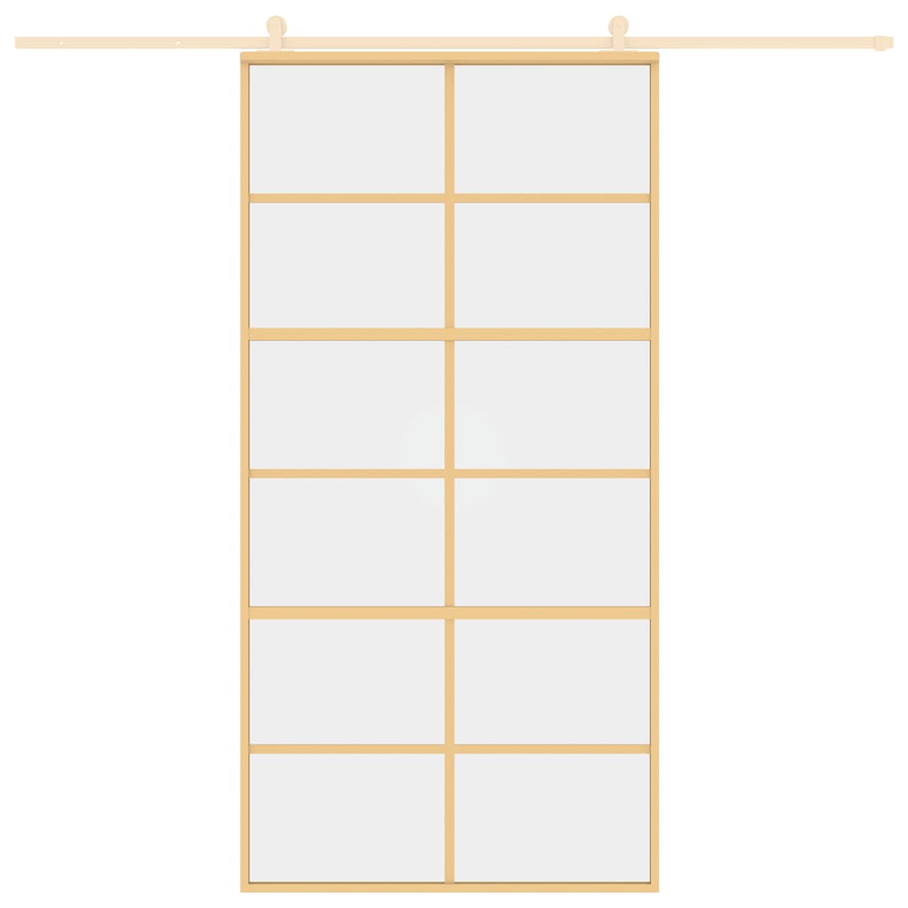 Sliding Door Gold 102.5x205 cm Clear ESG Glass and Aluminium