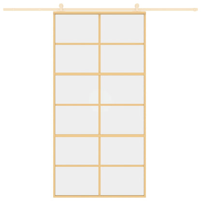 Sliding Door Gold 102.5x205 cm Clear ESG Glass and Aluminium