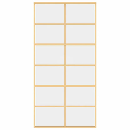 Sliding Door Gold 102.5x205 cm Clear ESG Glass and Aluminium