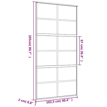 Sliding Door Gold 102.5x205 cm Clear ESG Glass and Aluminium