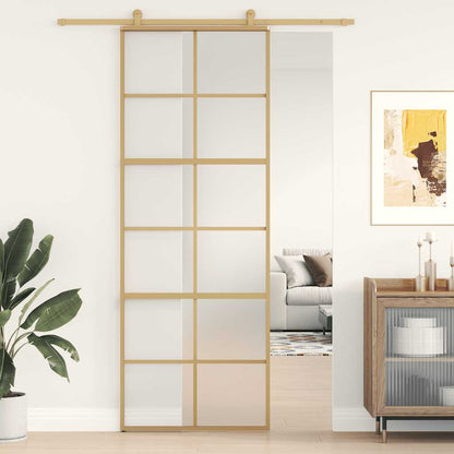 Sliding Door Gold 76x205 cm Frosted ESG Glass and Aluminium