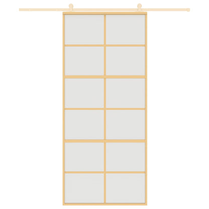 Sliding Door Gold 90x205 cm Frosted ESG Glass and Aluminium