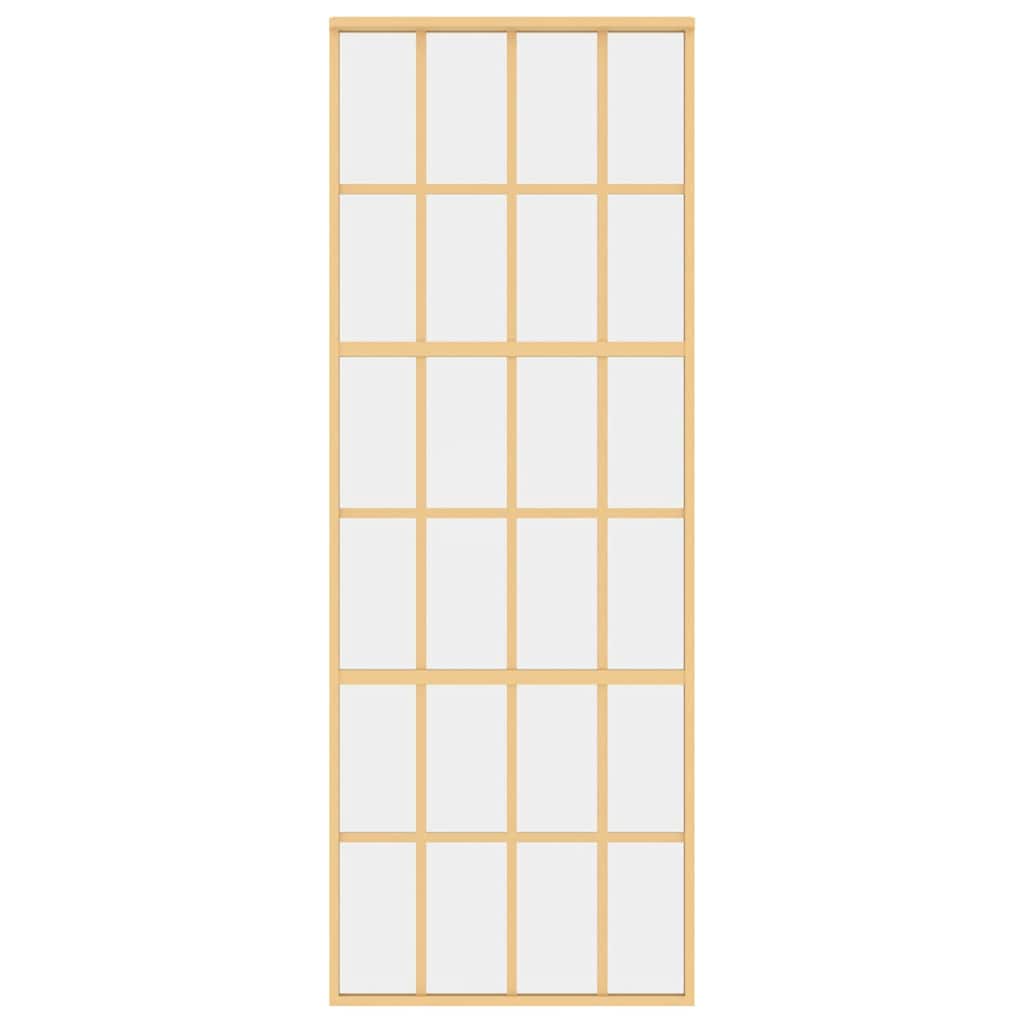 Sliding Door Gold 76x205 cm Clear ESG Glass and Aluminium