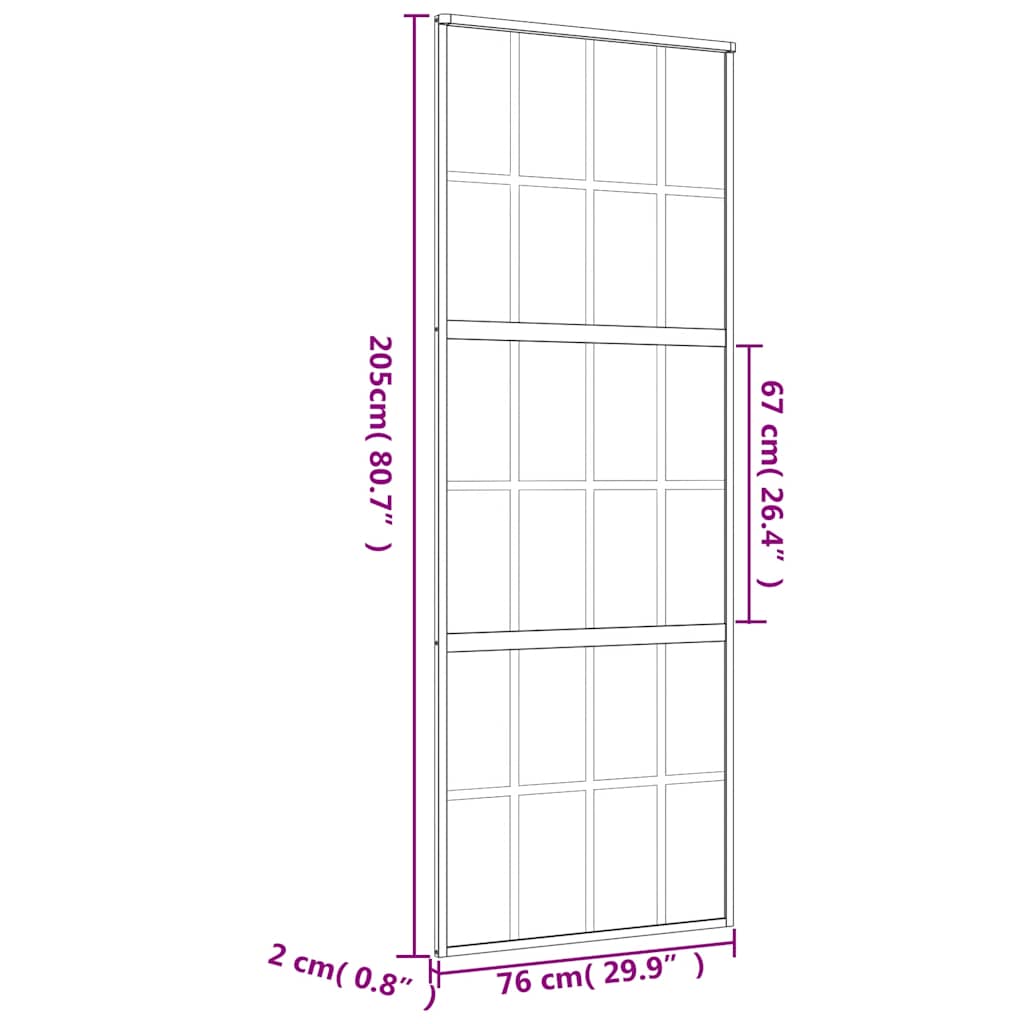 Sliding Door Gold 76x205 cm Clear ESG Glass and Aluminium