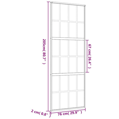 Sliding Door Gold 76x205 cm Clear ESG Glass and Aluminium