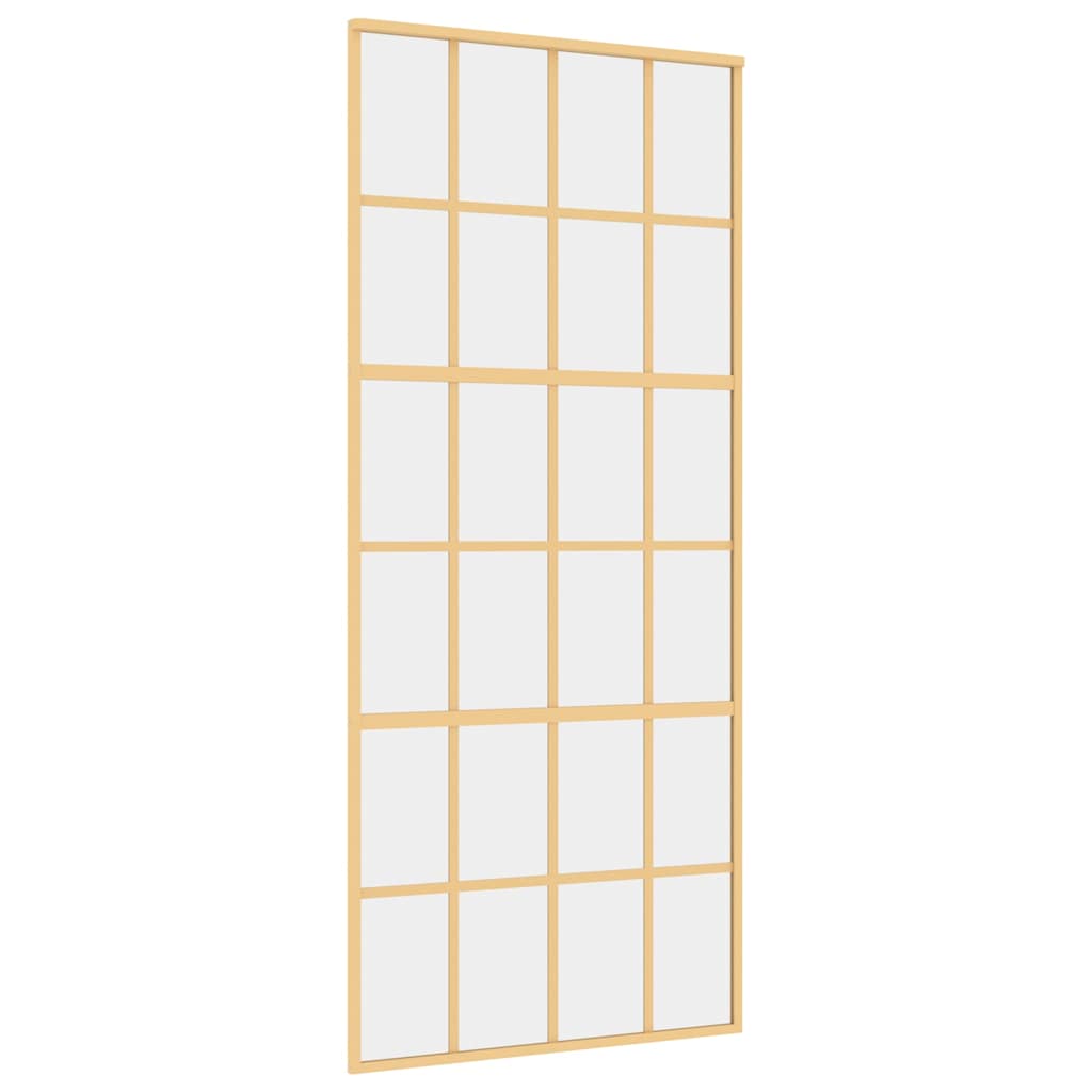 Sliding Door Gold 90x205 cm Clear ESG Glass and Aluminium