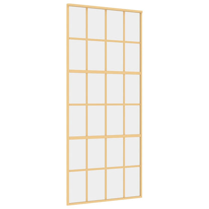 Sliding Door Gold 90x205 cm Clear ESG Glass and Aluminium