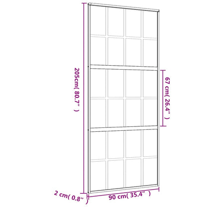Sliding Door Gold 90x205 cm Clear ESG Glass and Aluminium