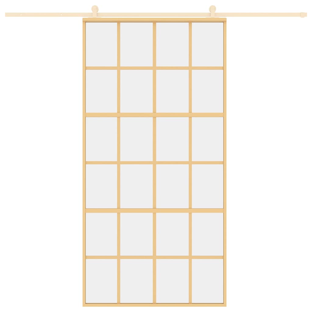 Sliding Door Gold 102.5x205 cm Clear ESG Glass and Aluminium