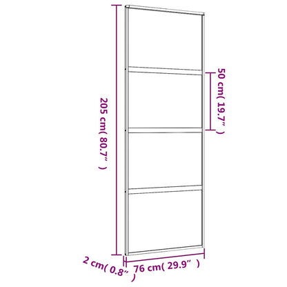 Sliding Door Gold 76x205 cm Clear ESG Glass and Aluminium