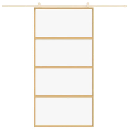 Sliding Door Gold 102.5x205 cm Clear ESG Glass and Aluminium