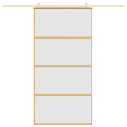 Sliding Door Gold 102.5x205 cm Frosted ESG Glass and Aluminium
