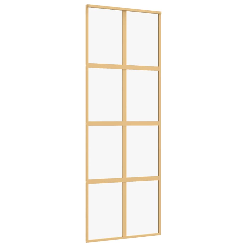 Sliding Door Gold 76x205 cm Clear ESG Glass and Aluminium