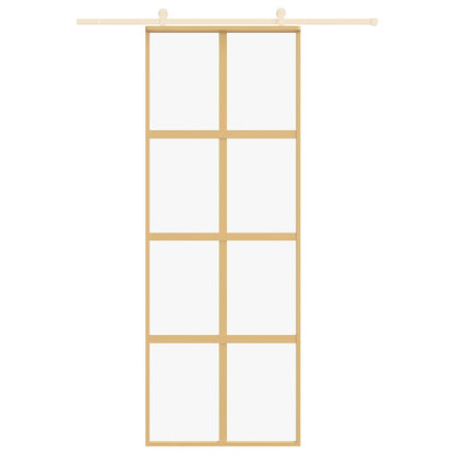 Sliding Door Gold 76x205 cm Clear ESG Glass and Aluminium