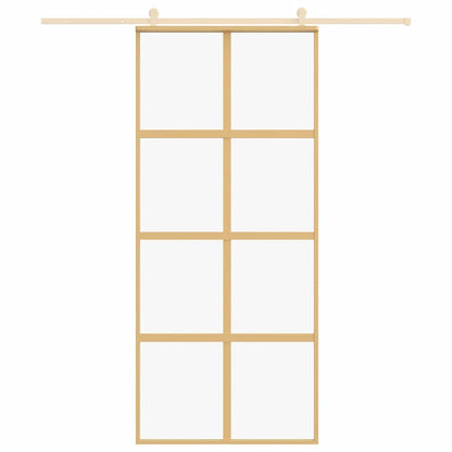Sliding Door Gold 90x205 cm Clear ESG Glass and Aluminium