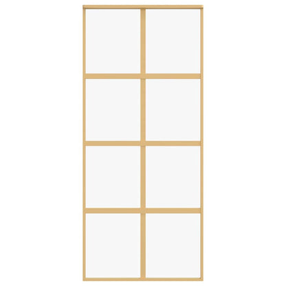 Sliding Door Gold 90x205 cm Clear ESG Glass and Aluminium